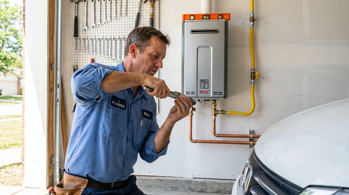 Tankless water heater installation by a Johns Plumbing LLC plumber in San Tan Valley
